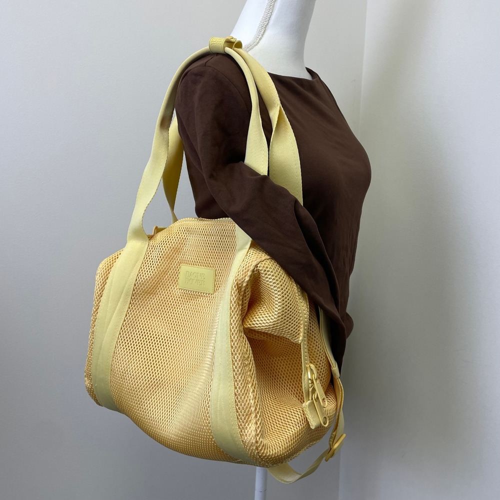 Dagne Dover Landon Carryall Mesh Duffel Bag Yellow Medium Travel Gym Tote